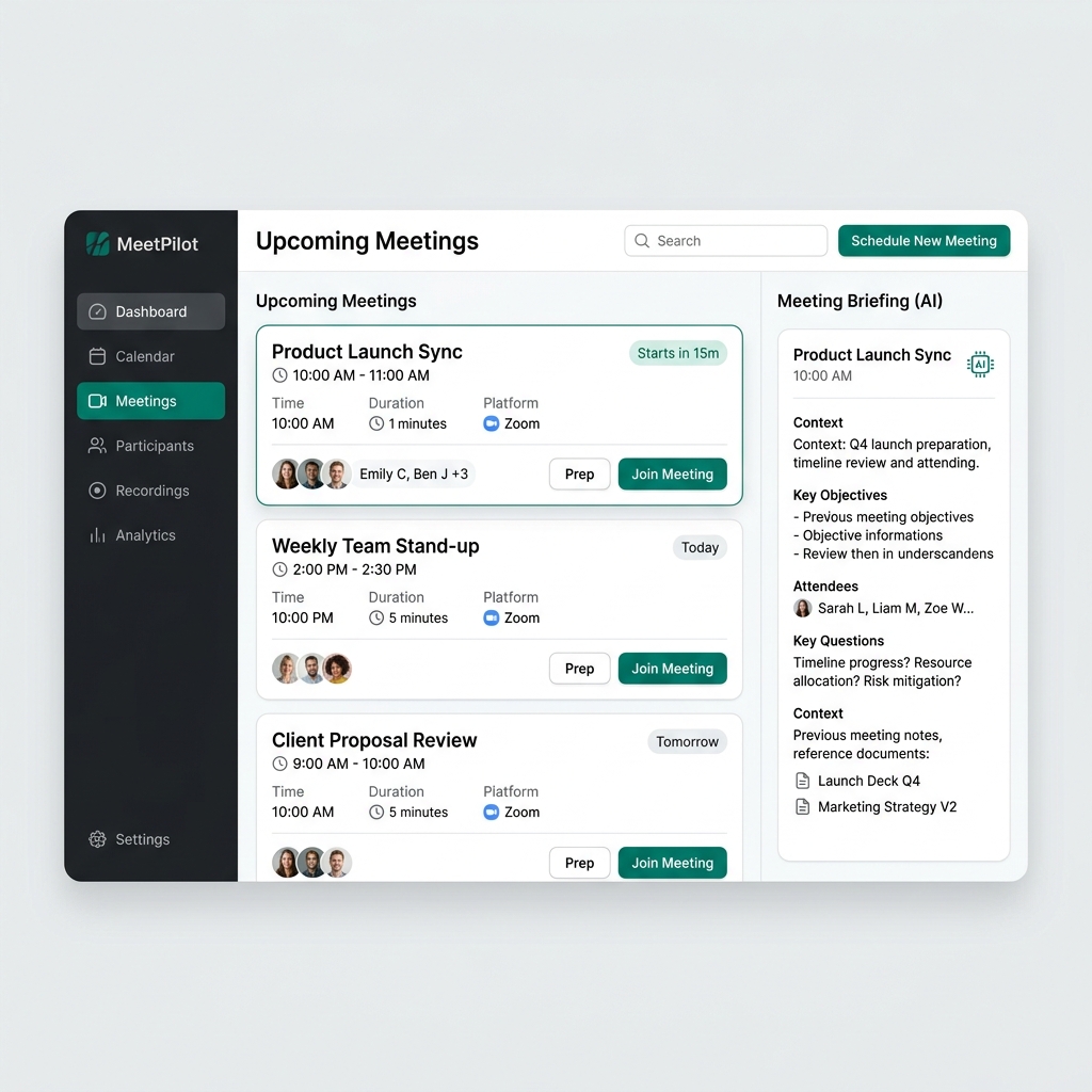 Omni dashboard with upcoming meetings and AI prep